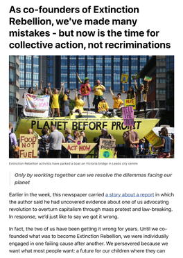 As Co-Founders of Extinction Rebellion, We've Made Many Mistakes - but Now Is the Time for Collective Action, Not Recriminations