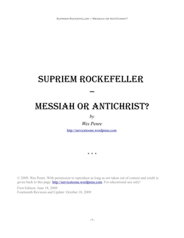 Supriem Rockefeller – Messiah Or Antichrist?