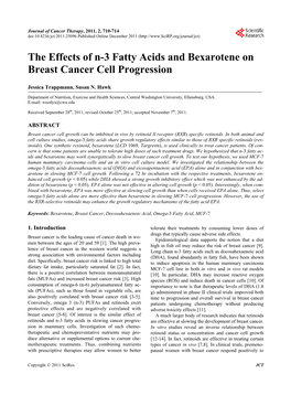 The Effects of N-3 Fatty Acids and Bexarotene on Breast Cancer Cell Progression