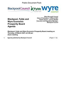 Blackpool, Fylde and Wyre Economic Prosperity Board Agenda