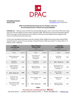 919.688.3722 | Dpacnc.Com DPAC Ends 2018 Ranked Among