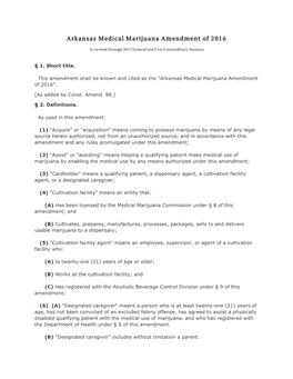 Arkansas Medical Marijuana Amendment of 2016