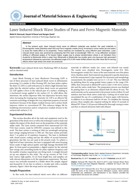 Laser Induced Shock Wave Studies of Para and Ferro Magnetic Materials