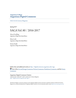 SAGA Vol. 80 / 2016-2017 Alyssa Froehling Augustana College, Rock Island Illinois
