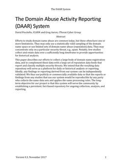 The Domain Abuse Activity Reporting (DAAR) System