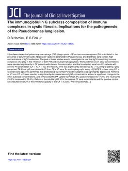 The Immunoglobulin G Subclass Composition of Immune Complexes in Cystic Fibrosis