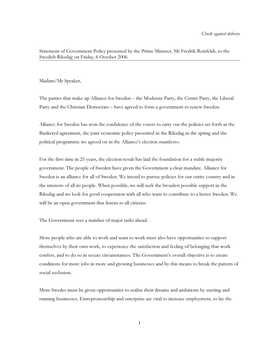 Statement of Government Policy 6 October 2006