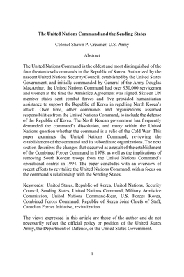 1 the United Nations Command and the Sending States Colonel Shawn