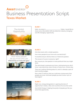Business Presentation Script Texas Market