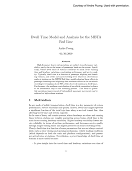 Dwell Time Model and Analysis for the MBTA Red Line