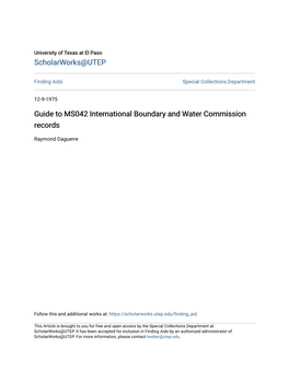 Guide to MS042 International Boundary and Water Commission Records