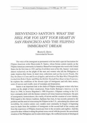 Bienvenido Santos's What the Hell Por You Left Your Heart in San Francisco and the Filipino Immigrant Dream