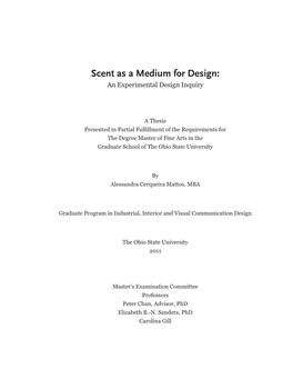Scent As a Medium for Design: an Experimental Design Inquiry