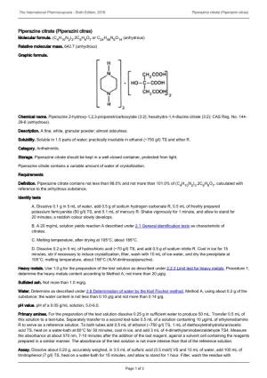 Piperazine Citrate (Piperazini Citras)