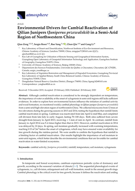 Environmental Drivers for Cambial Reactivation of Qilian Junipers (Juniperus Przewalskii) in a Semi-Arid Region of Northwestern China