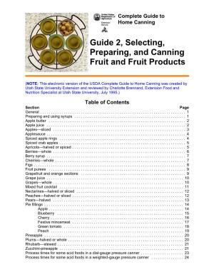 Guide 2, Selecting, Preparing, and Canning Fruit and Fruit Products