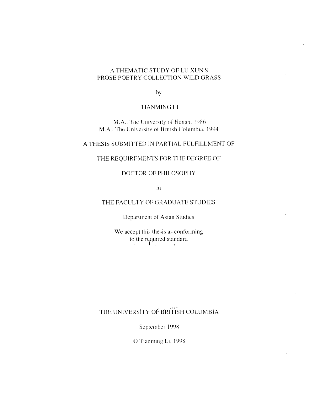 A Thematic Study of Lh Xun's Prose P O E T R Y Collection