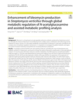 Enhancement of Bleomycin Production in Streptomyces Verticillus Through Global Metabolic Regulation of N-Acetylglucosamine and A