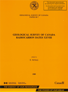 Geological Survey of Canada Radiocarbon Dates Xxviii