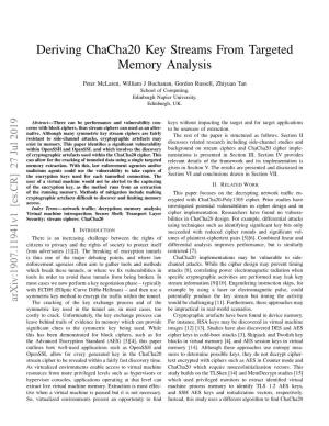 Deriving Chacha20 Key Streams from Targeted Memory Analysis