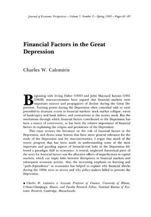 Financial Factors in the Great Depression