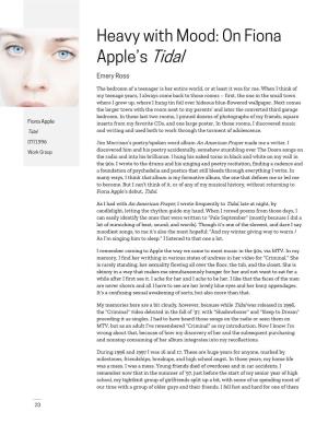 On Fiona Apple's Tidal