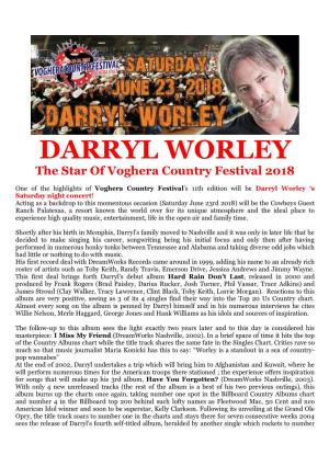 DARRYL WORLEY the Star of Voghera Country Festival 2018