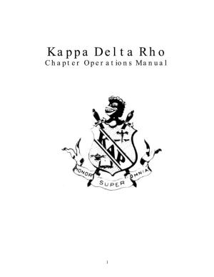 Kappa Delta Rho Chapter Operations Manual