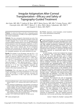 Irregular Astigmatism After Corneal Transplantation—Efficacy And