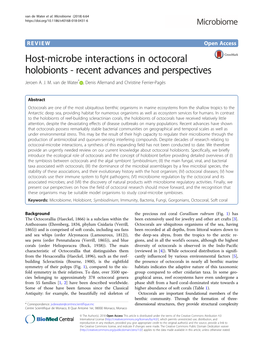 Host-Microbe Interactions in Octocoral Holobionts - Recent Advances and Perspectives Jeroen A