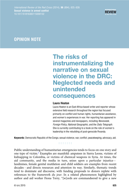 The Risks of Instrumentalizing the Narrative on Sexual Violence in The