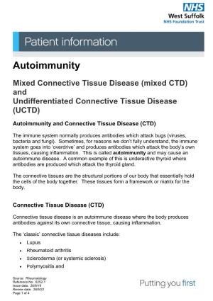 Autoimmunity Mixed Connective Tissue Disease (CTD)