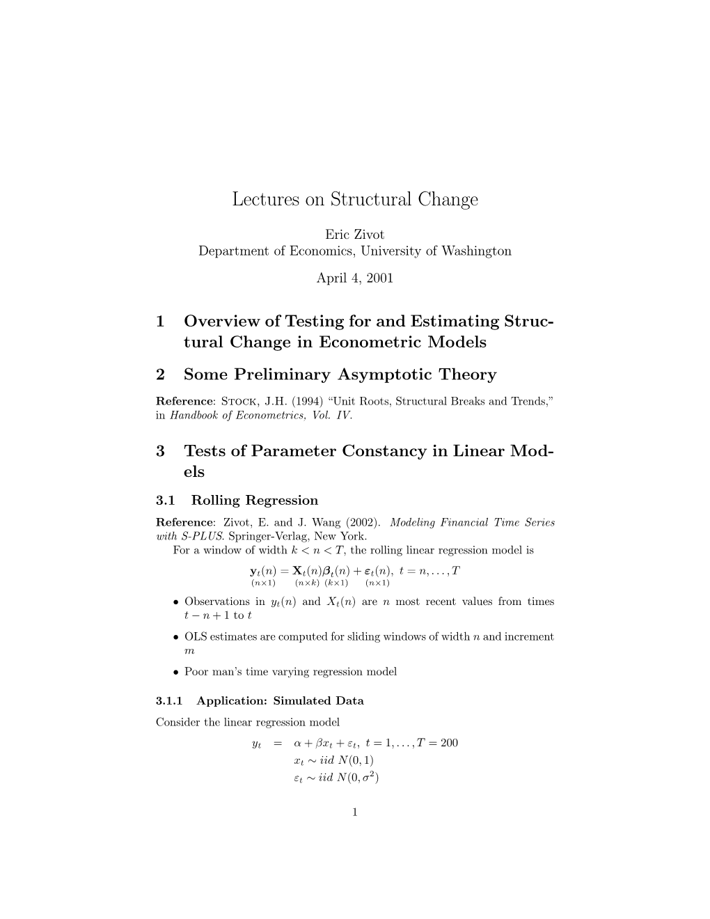 Lectures on Structural Change