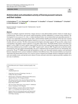 Antimicrobial and Antioxidant Activity of Evernia Prunastri Extracts and Their Isolates