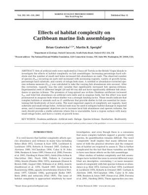 Effects of Habitat Complexity on Caribbean Marine Fish Assemblages
