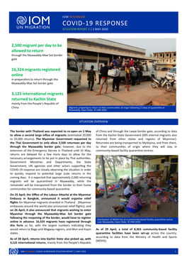 Covid-19 Response Situation Report 3 | 1 May 2020