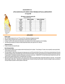 SITUATION REPORT # 140 JAFFNA, KILINOCHCHI, MULLAITIVU, MANNAR, VAVUNIYA, TRINCOMALEE, BATTICALOA and AMPARA DISTRICTS 14-21