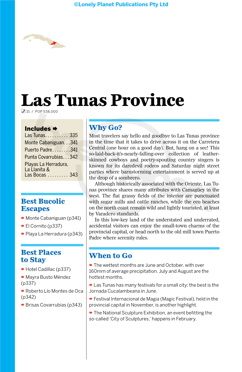 Las Tunas Province 31 / POP 538,000