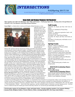 INTERSECTIONS Fall/Spring 2017/18 ALUMNI NEWSLETTER of the WOMEN’S, GENDER, & SEXUALITY STUDIES DEPARTMENT - at MACALESTER COLLEGE