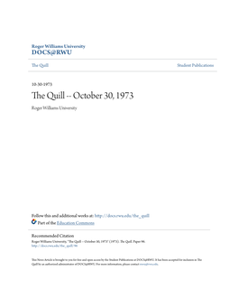 The Quill -- October 30, 1973 Roger Williams University