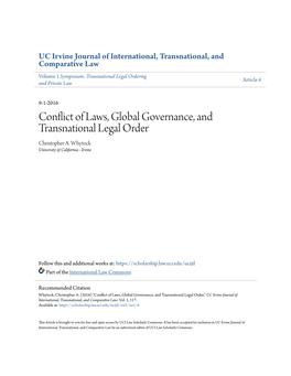 Conflict of Laws, Global Governance, and Transnational Legal Order Christopher A
