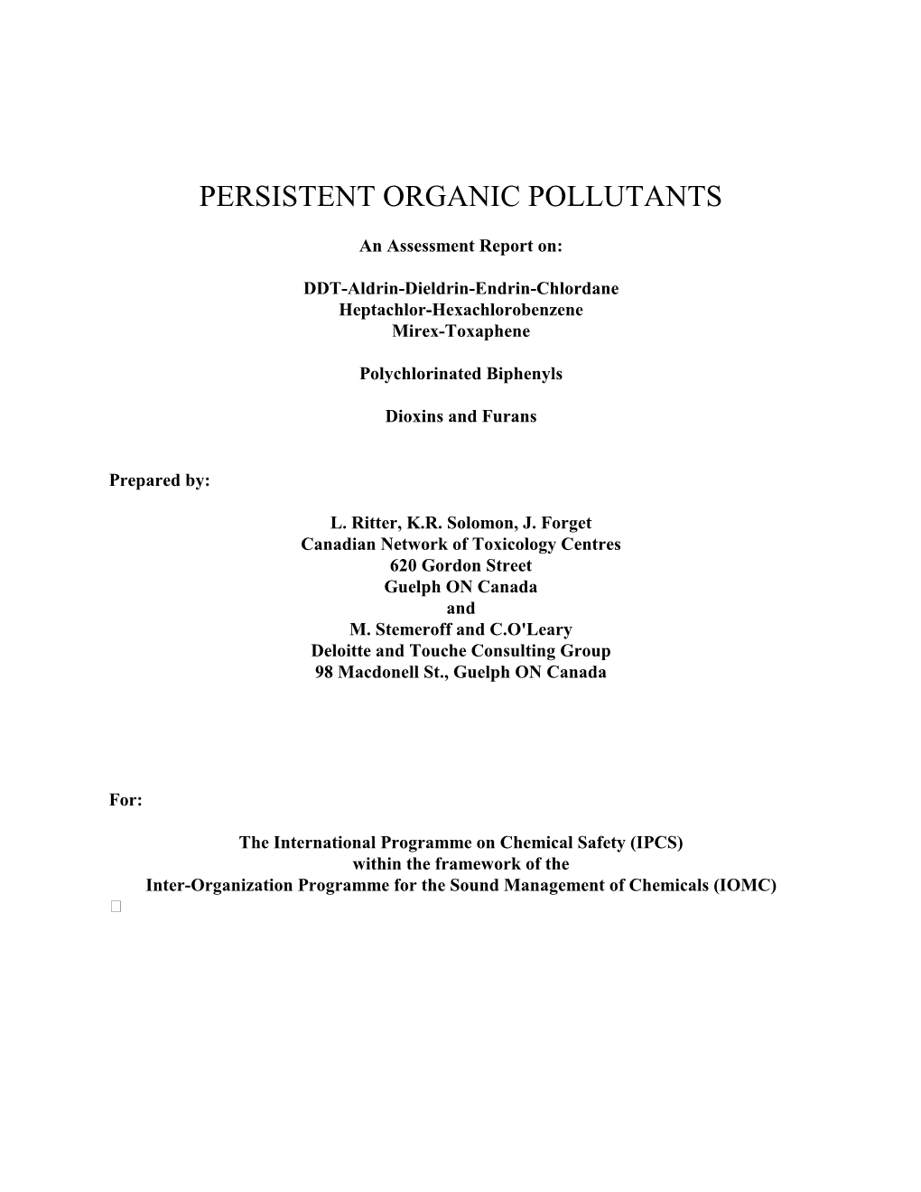 Persistent Organic Pollutants