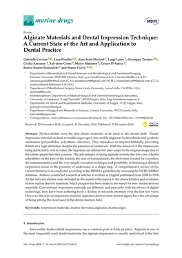 Alginate Materials and Dental Impression Technique: a Current State of the Art and Application to Dental Practice