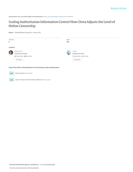Scaling Authoritarian Information Control How China Adjusts the Level of Online Censorship