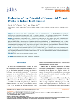 Evaluation of the Potential of Commercial Vitamin Drinks to Induce Tooth Erosion