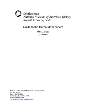 Guide to the Harpo Marx Papers