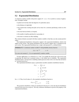 5.2 Exponential Distribution