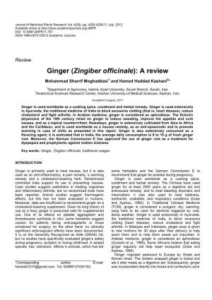 Ginger (Zingiber Officinale): a Review