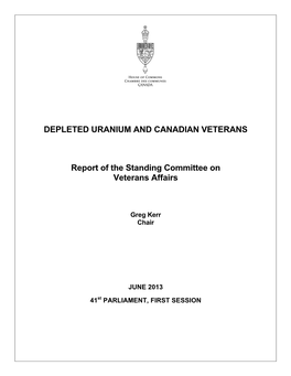 DEPLETED URANIUM and CANADIAN VETERANS Report Of