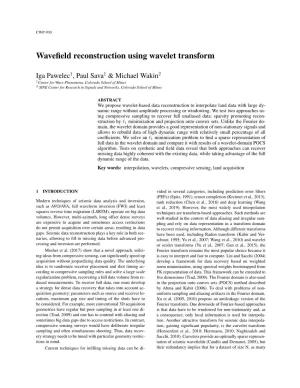 Wavefield Reconstruction Using Wavelet Transform